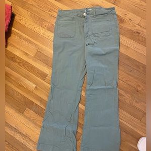 Green Super High Rise Flare Jeans